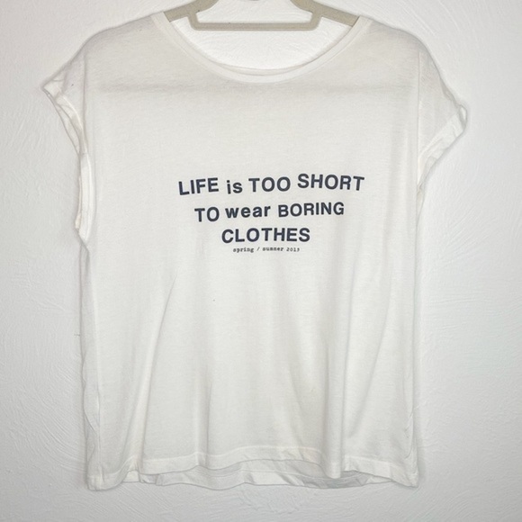 Mango Life is too Short Tee White Size Small - Picture 1 of 3